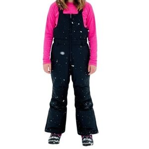 Kids Swiss Tech Black Snow Bib Ski Pants Overalls Size S 6-6X Waterproof